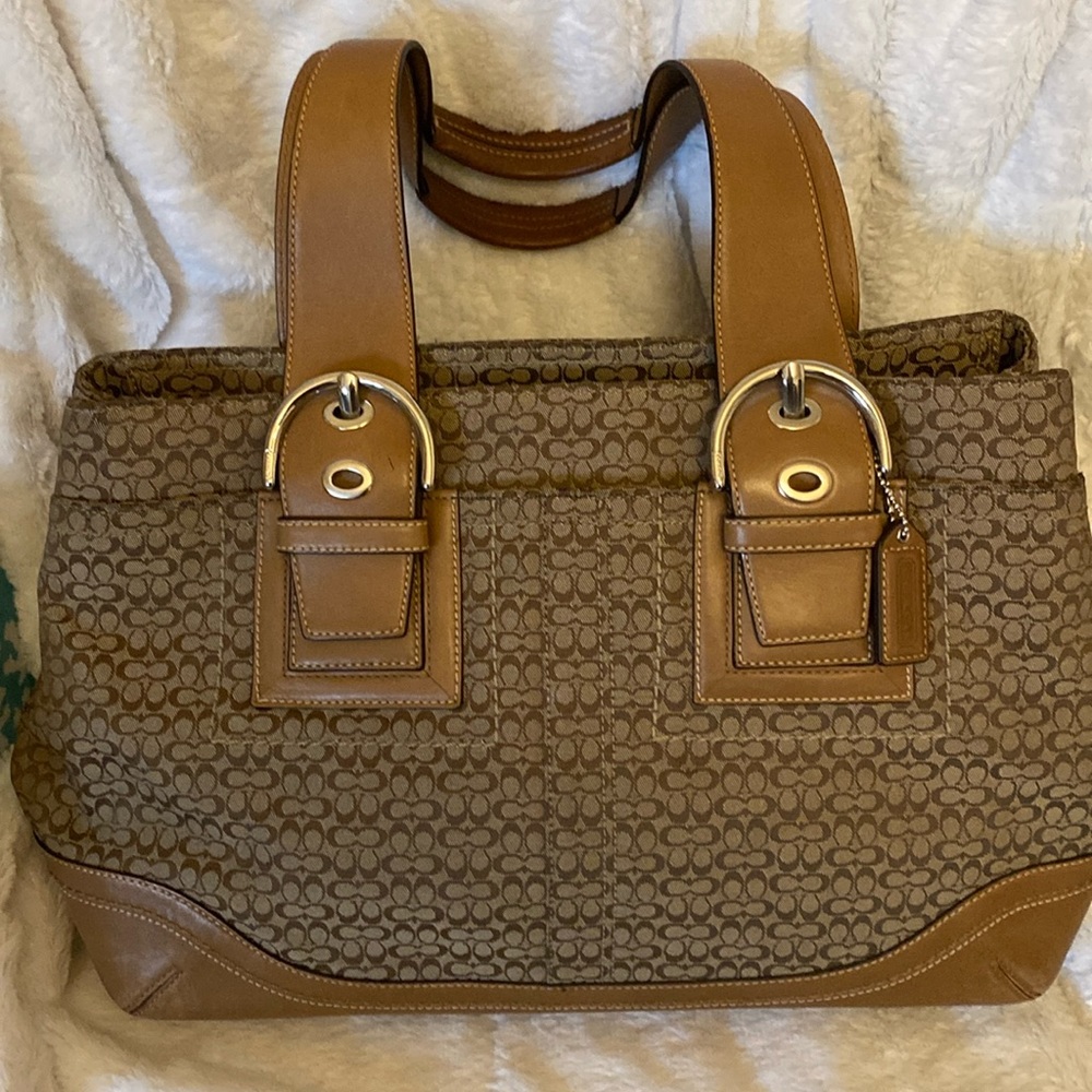 Tan Coach handbag